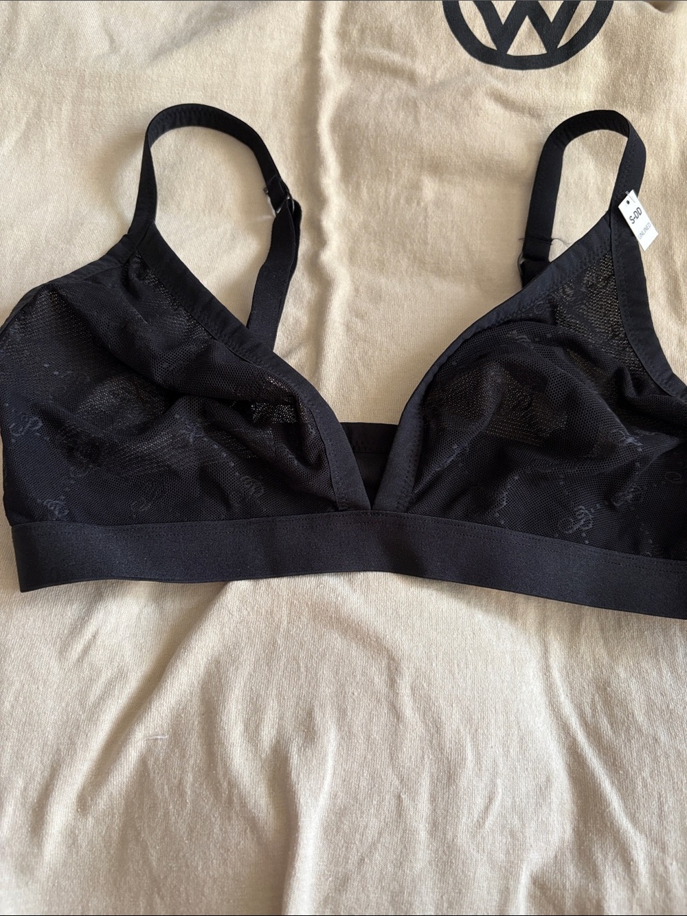 PINK Victoria's Secret Black Sheer Lace Wireless Bralette